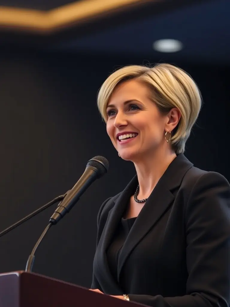 A photograph of a keynote speaker presenting on sustainable food packaging at a recent Hungerhub conference, with attendees listening attentively.