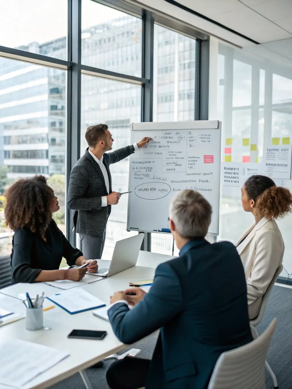 A candid shot of conference attendees actively participating in a workshop session focused on supply chain optimization, showcasing collaborative problem-solving.